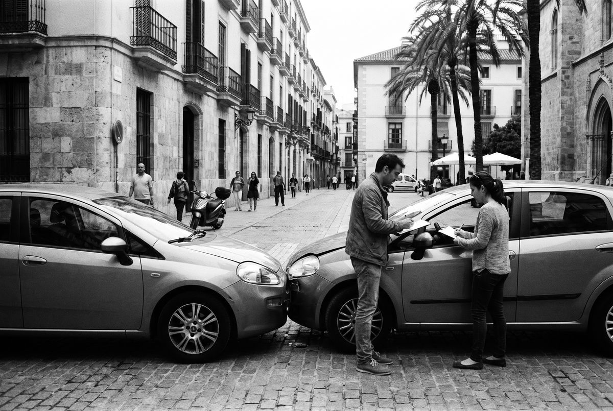 Accidente de tráfico leve en la ciudad