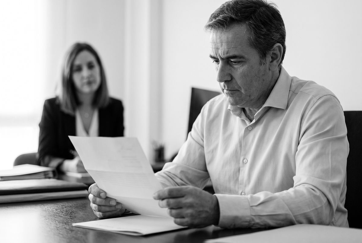 Trabajador recibiendo una carta de despido
