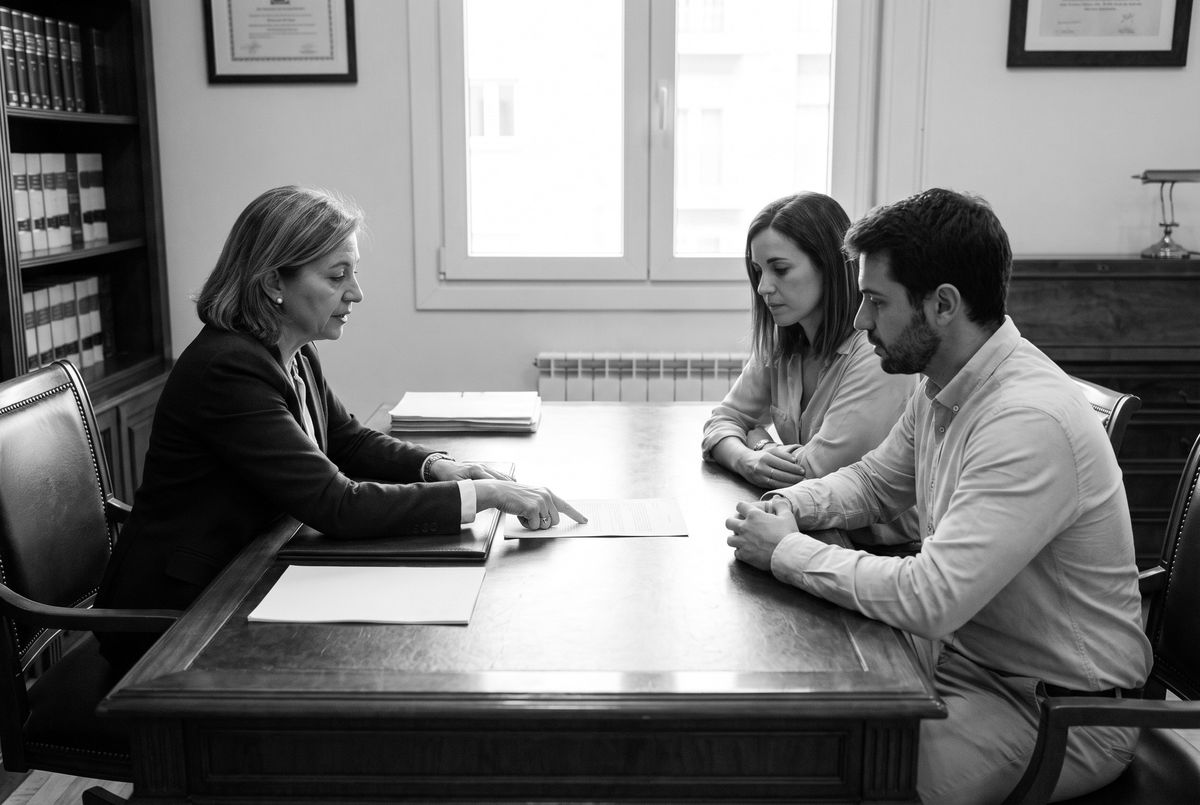 Abogada explicando el convenio regulador de un divorcio