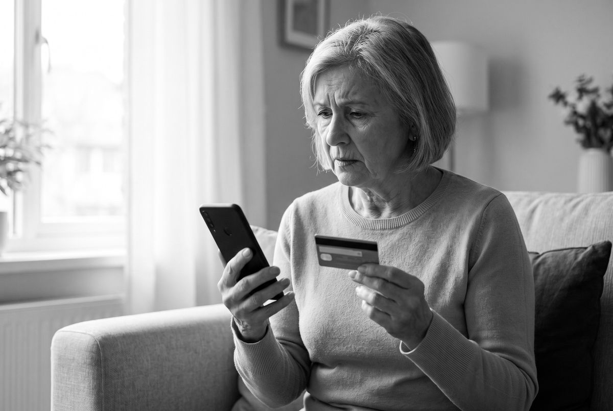 Mujer mayor ante un posible fraude por móvil