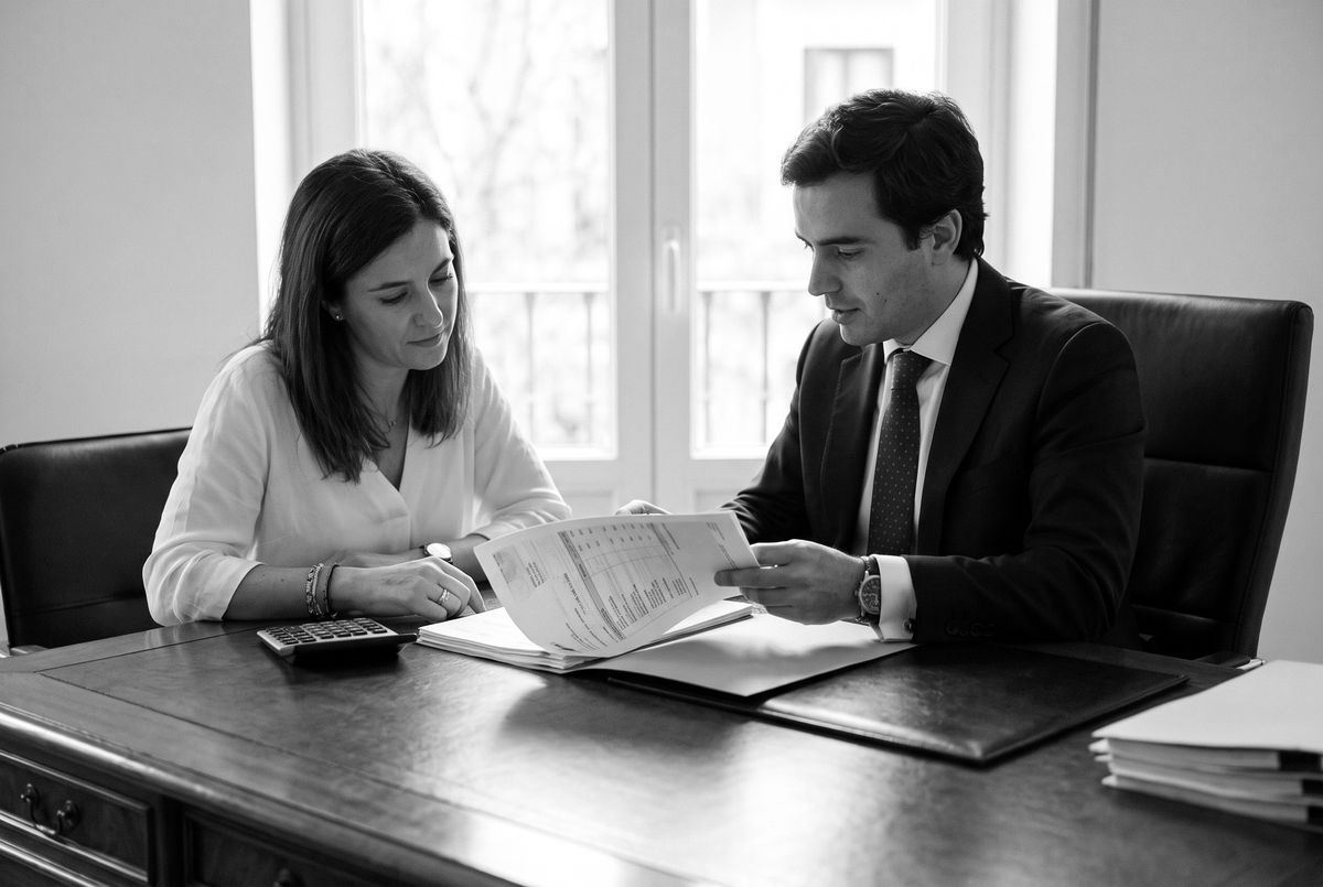Abogado revisando con un cliente la compra de su coche para reclamar la indemnización